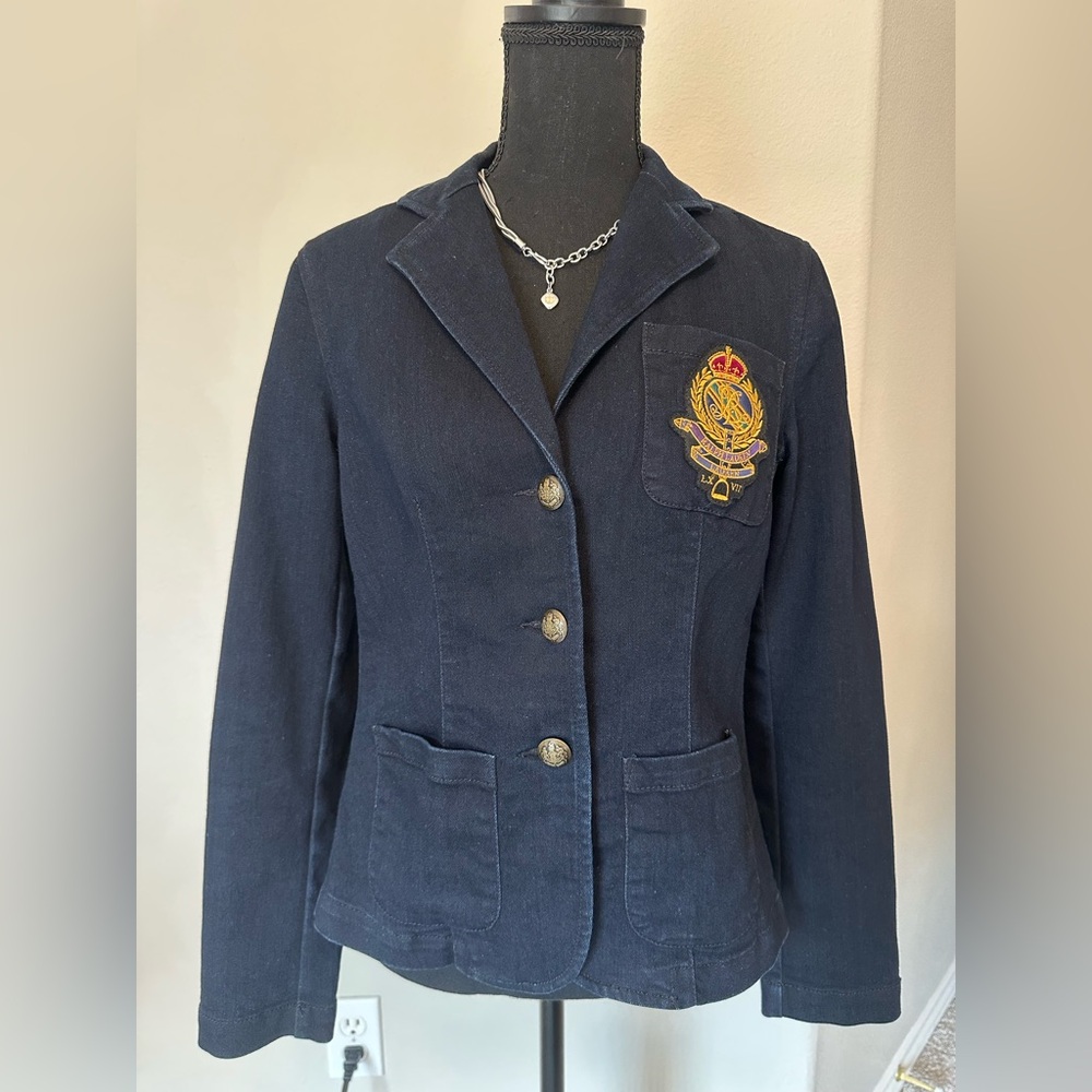 Ralph Lauren Blue Blazer with Embroidered Crest